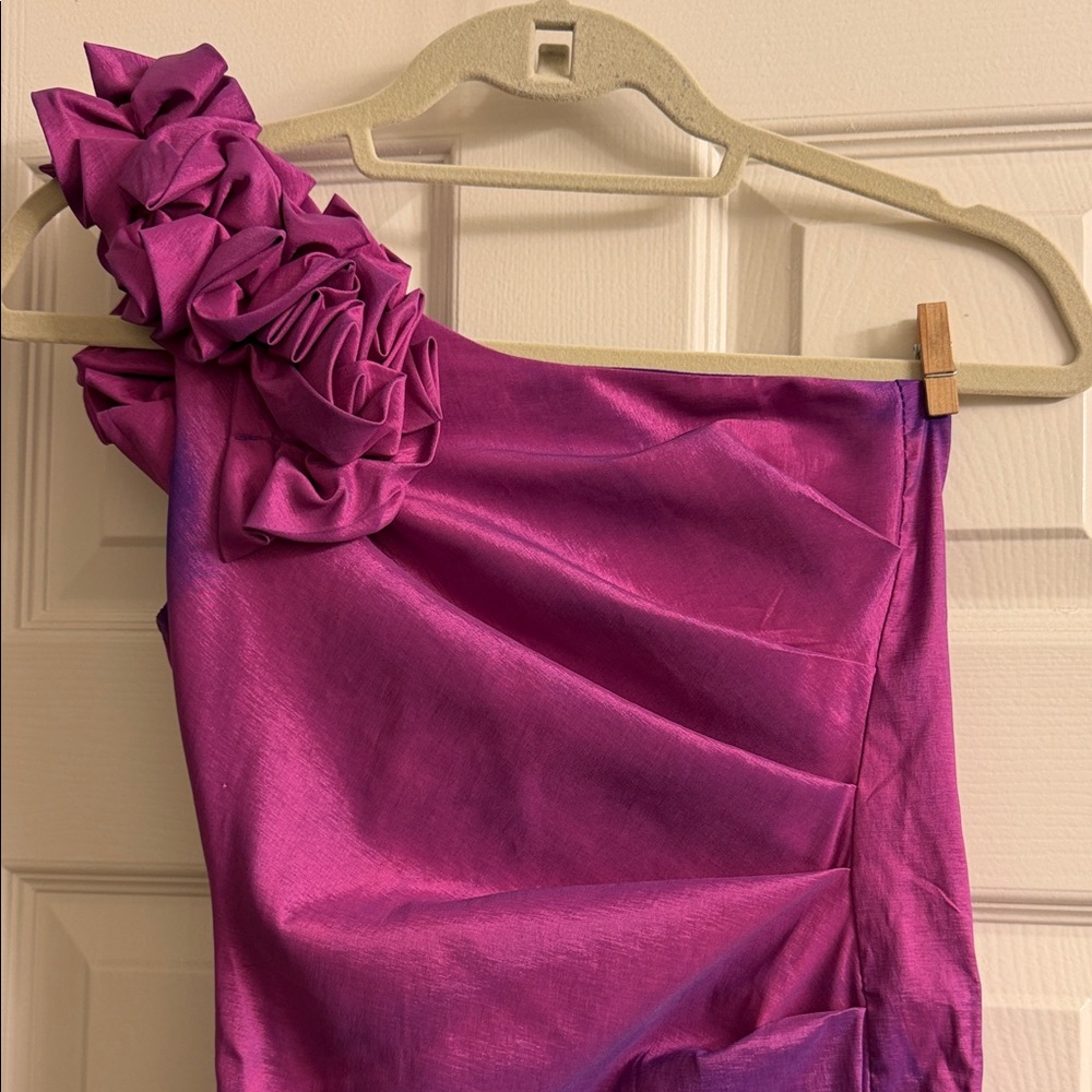 Adrianna Papell Purple One-Shoulder Dress - Picture 3 of 6